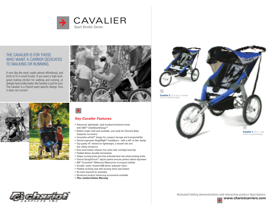 Cavalier, Key cavalier features, Sport stroller series | Chariot Carriers 2004 User Manual | Page 12 / 20