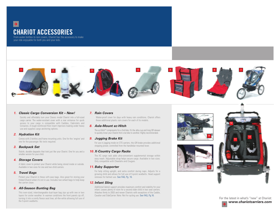 Chariot accessories | Chariot Carriers 2004 User Manual | Page 14 / 20