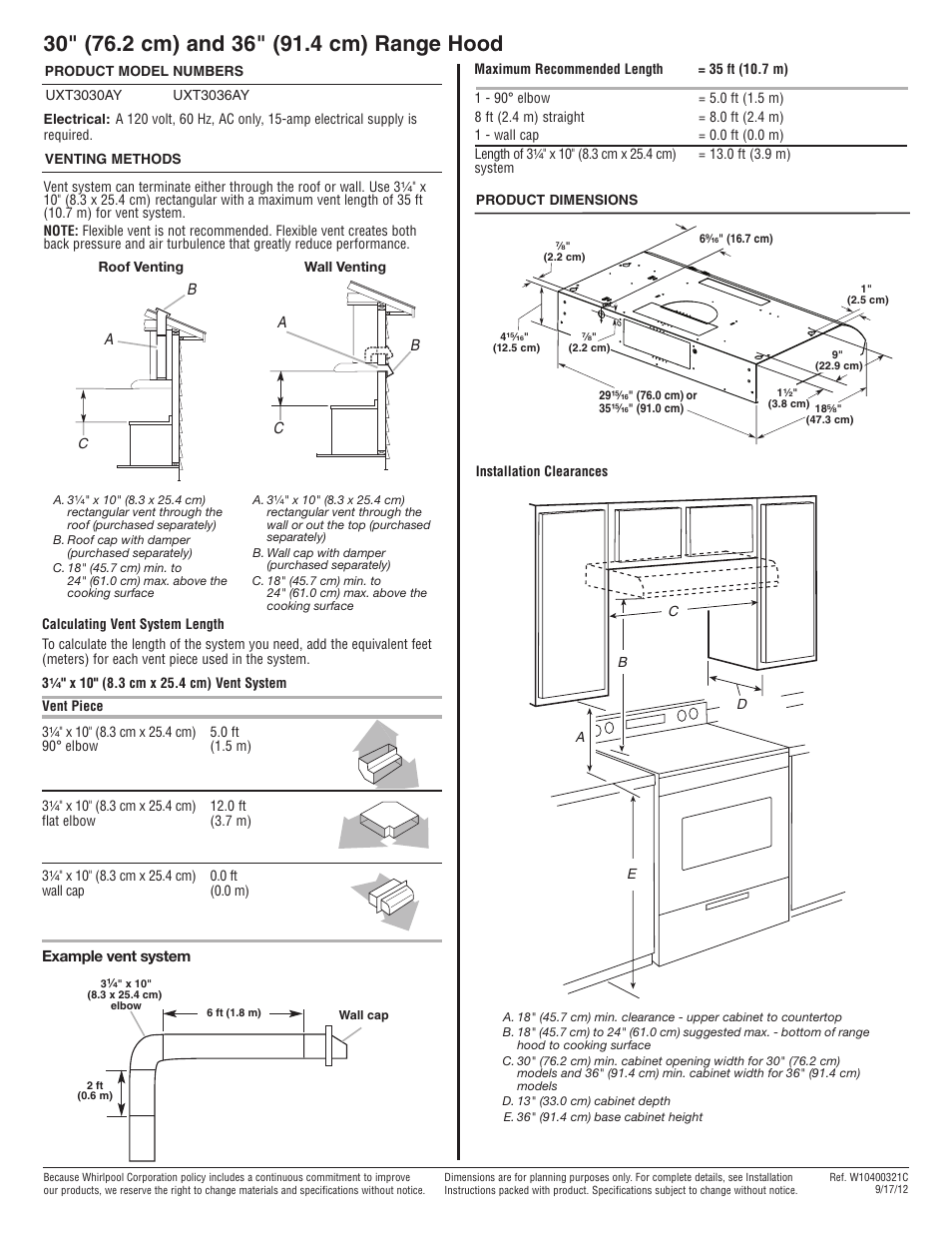 Maytag UXT3036AYB Dimension Guide User Manual | 1 page