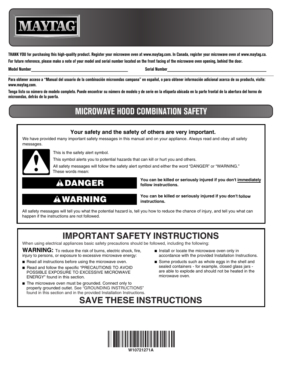 Maytag MMV6190DS User Manual | 8 pages