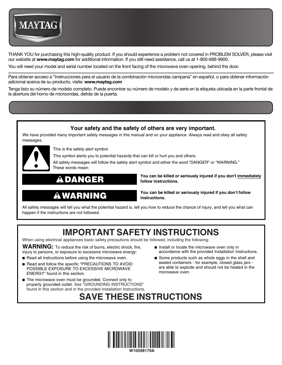 Maytag MMV5219DS User Manual | 6 pages