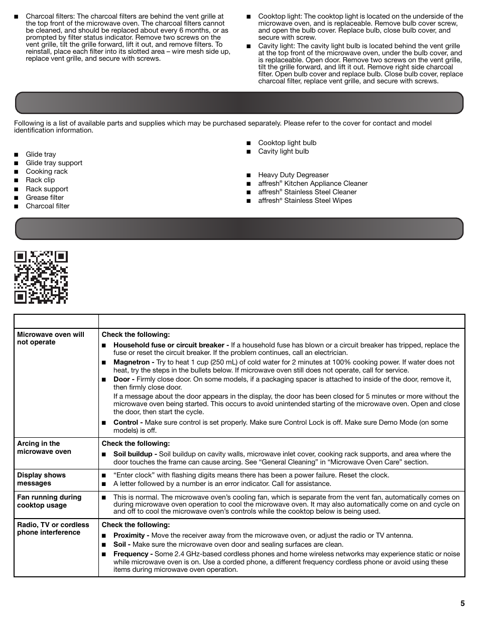 Accessories, Problem solver | Maytag MMV5219DS User Manual | Page 5 / 6