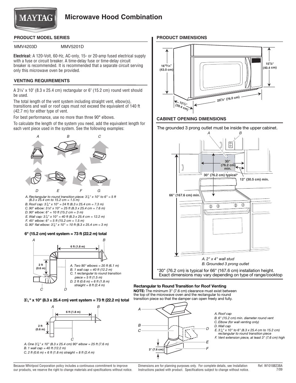 Maytag MMV4203DB Dimension Guide User Manual | 1 page