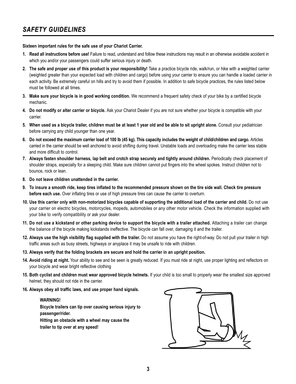 Safety, Safety guidelines guidelines | Chariot Carriers CABRIOLET CTS User Manual | Page 4 / 14