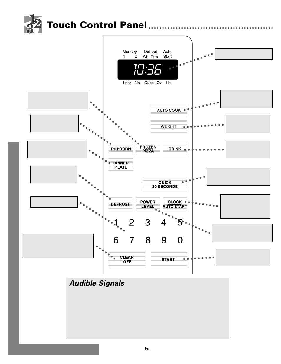 Touch control panel, Audible signals | Maytag MMC5000BDQ User Manual | Page 6 / 16