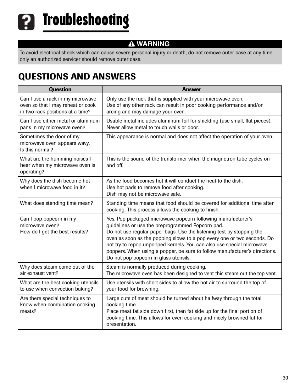 Troubleshooting, Questions and answers | Maytag MMV6178AAB User Manual | Page 31 / 96