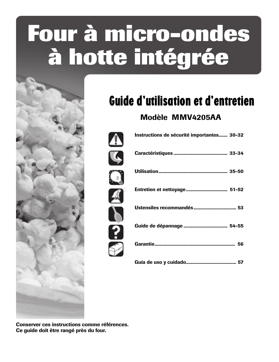 Four à micro-ondes à hotte intégrée, Guide d’utilisation et d’entretien | Maytag MMV4205AAQ User Manual | Page 29 / 84