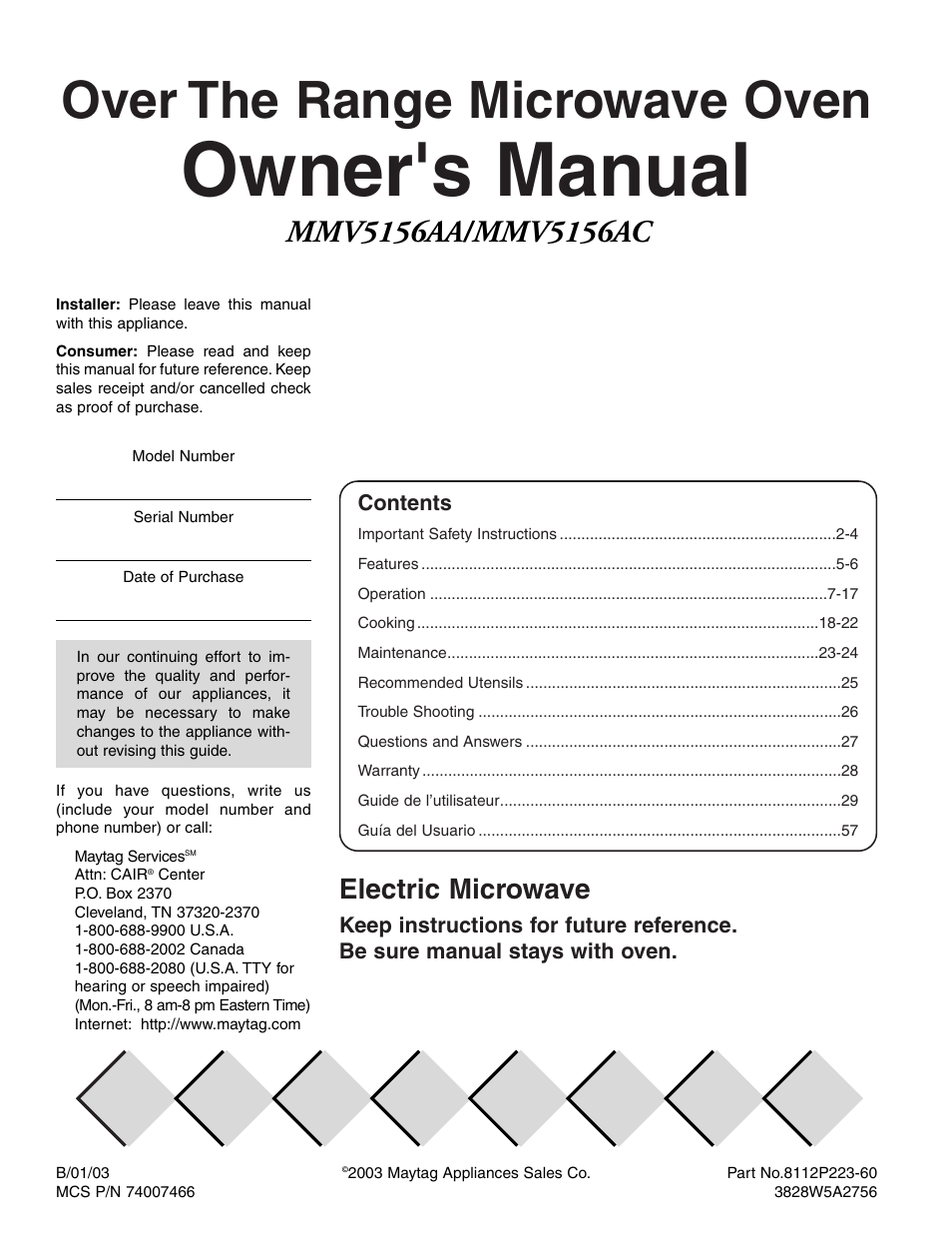 Maytag MMV5156AAB User Manual | 84 pages