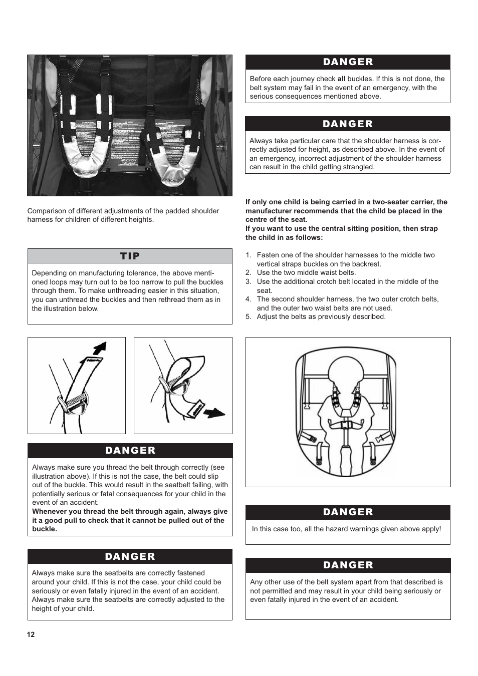 Danger | Chariot Carriers CX 1 User Manual | Page 12 / 52