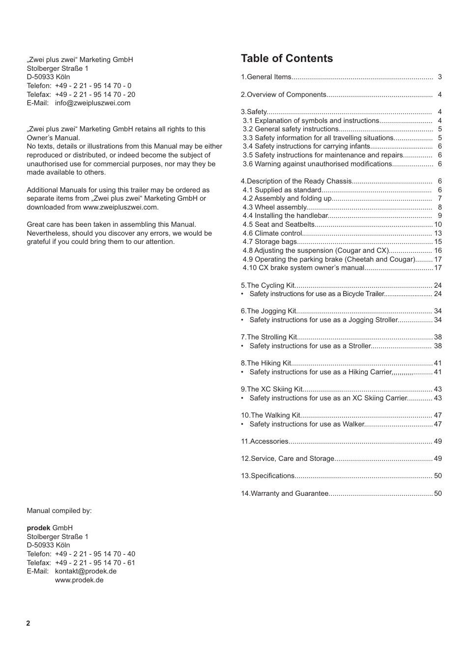 Chariot Carriers CX 1 User Manual | Page 2 / 52