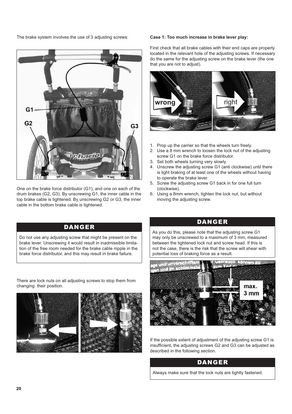 Wrong right, Danger | Chariot Carriers CX 1 User Manual | Page 20 / 52