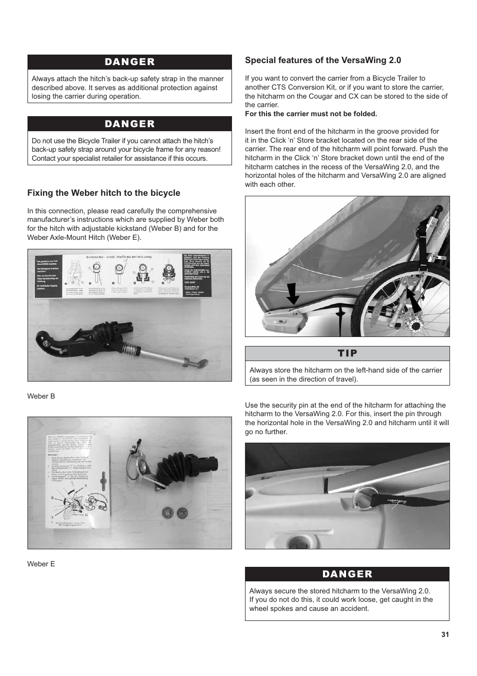 Danger | Chariot Carriers CX 1 User Manual | Page 31 / 52