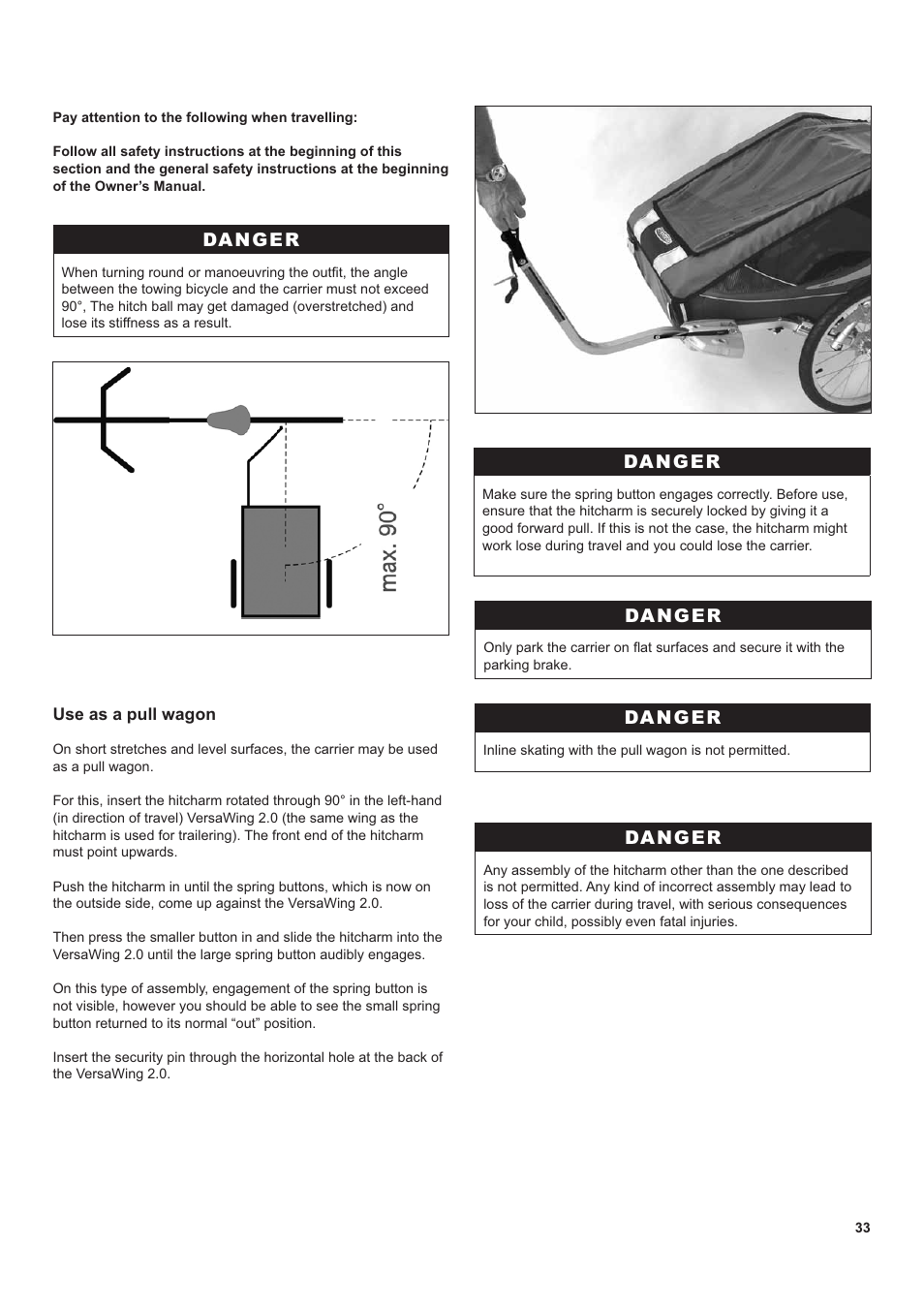 Danger | Chariot Carriers CX 1 User Manual | Page 33 / 52