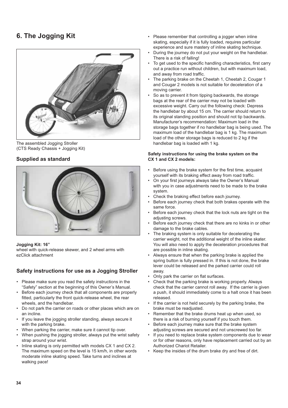 The jogging kit | Chariot Carriers CX 1 User Manual | Page 34 / 52