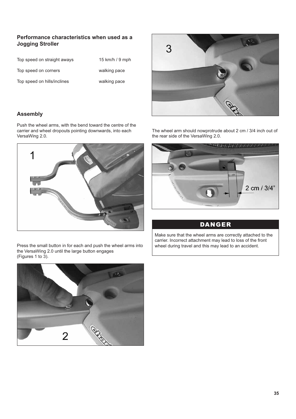 Danger | Chariot Carriers CX 1 User Manual | Page 35 / 52