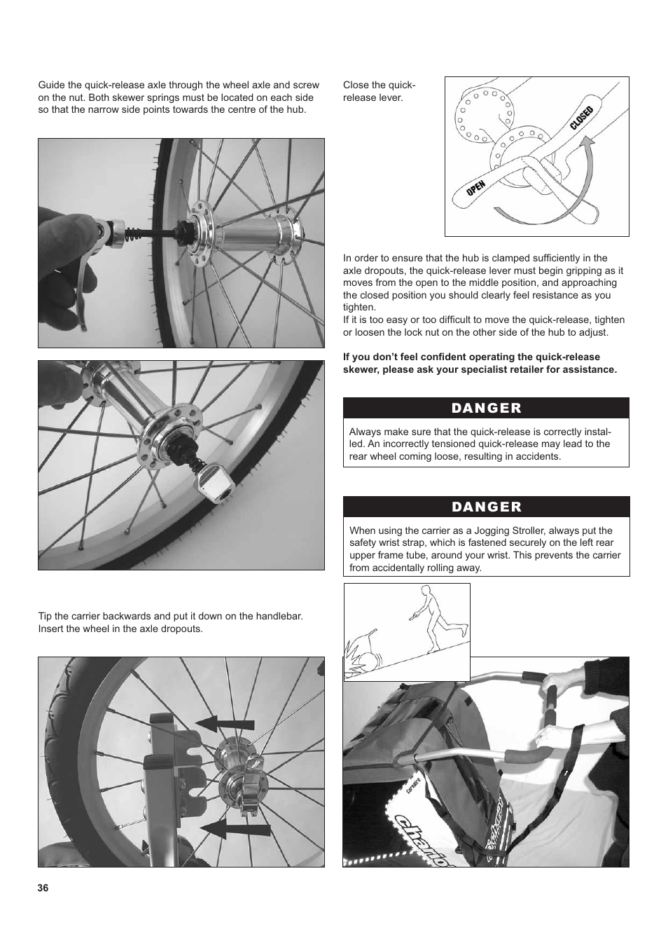 Danger | Chariot Carriers CX 1 User Manual | Page 36 / 52