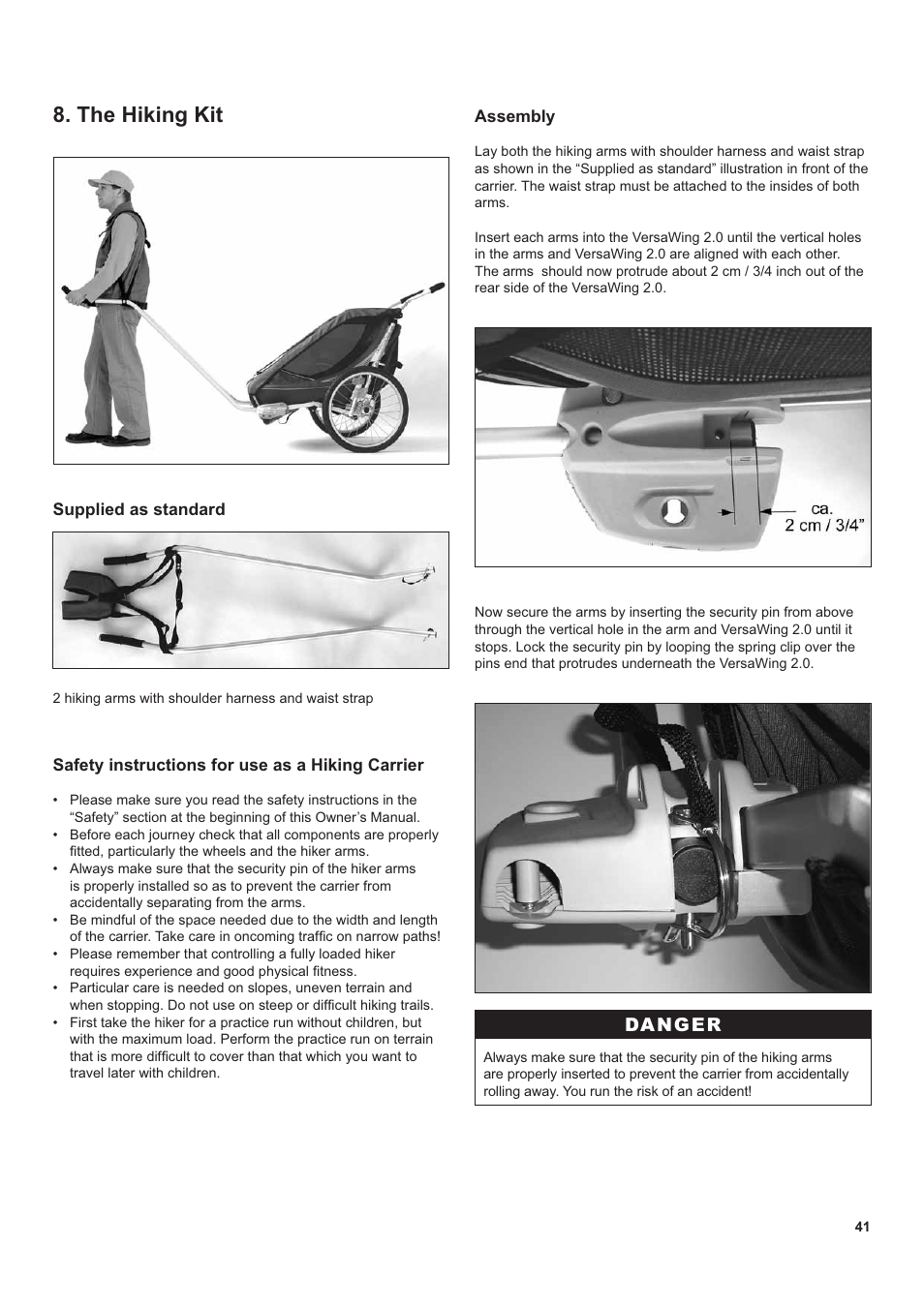 The hiking kit, Danger | Chariot Carriers CX 1 User Manual | Page 41 / 52