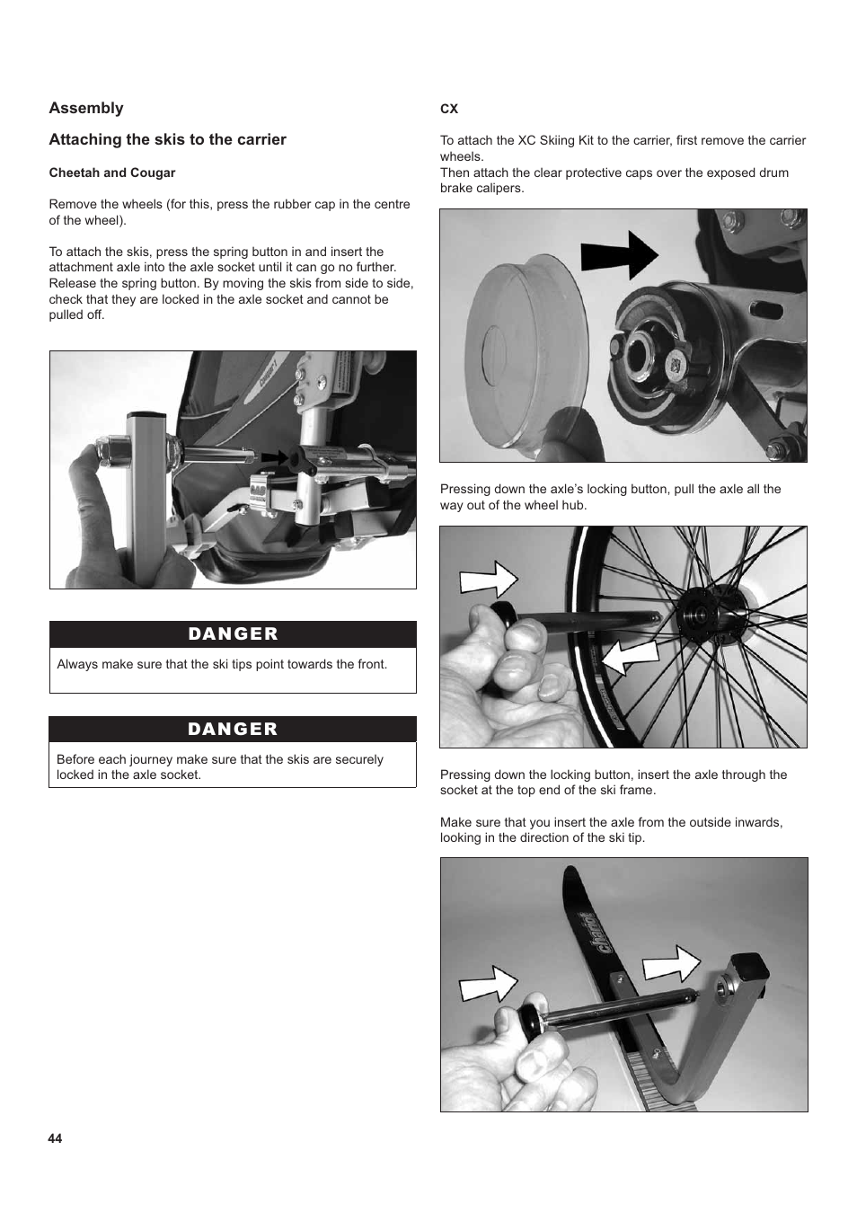 Danger | Chariot Carriers CX 1 User Manual | Page 44 / 52