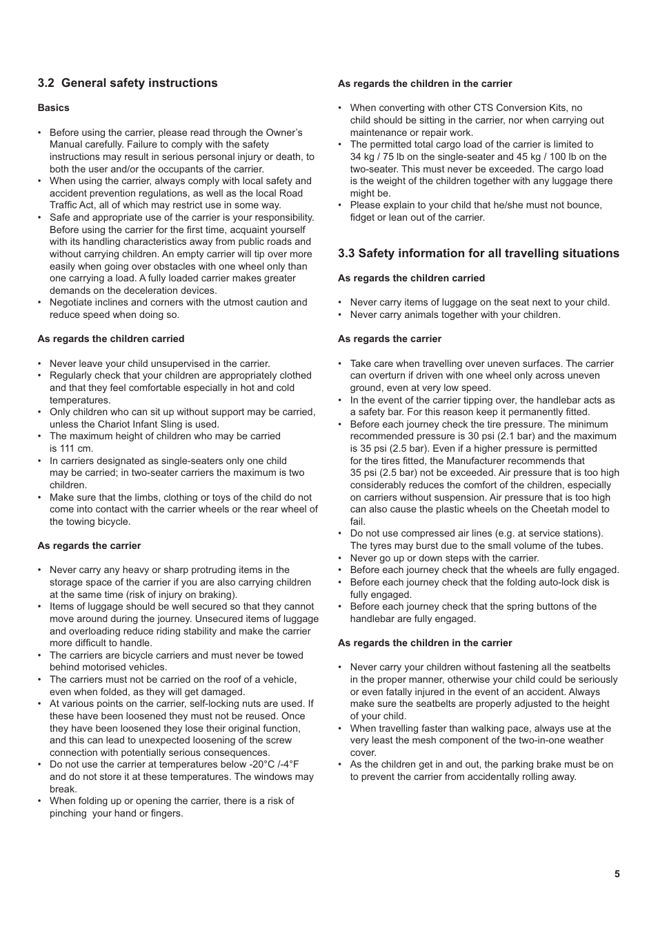 Chariot Carriers CX 1 User Manual | Page 5 / 52