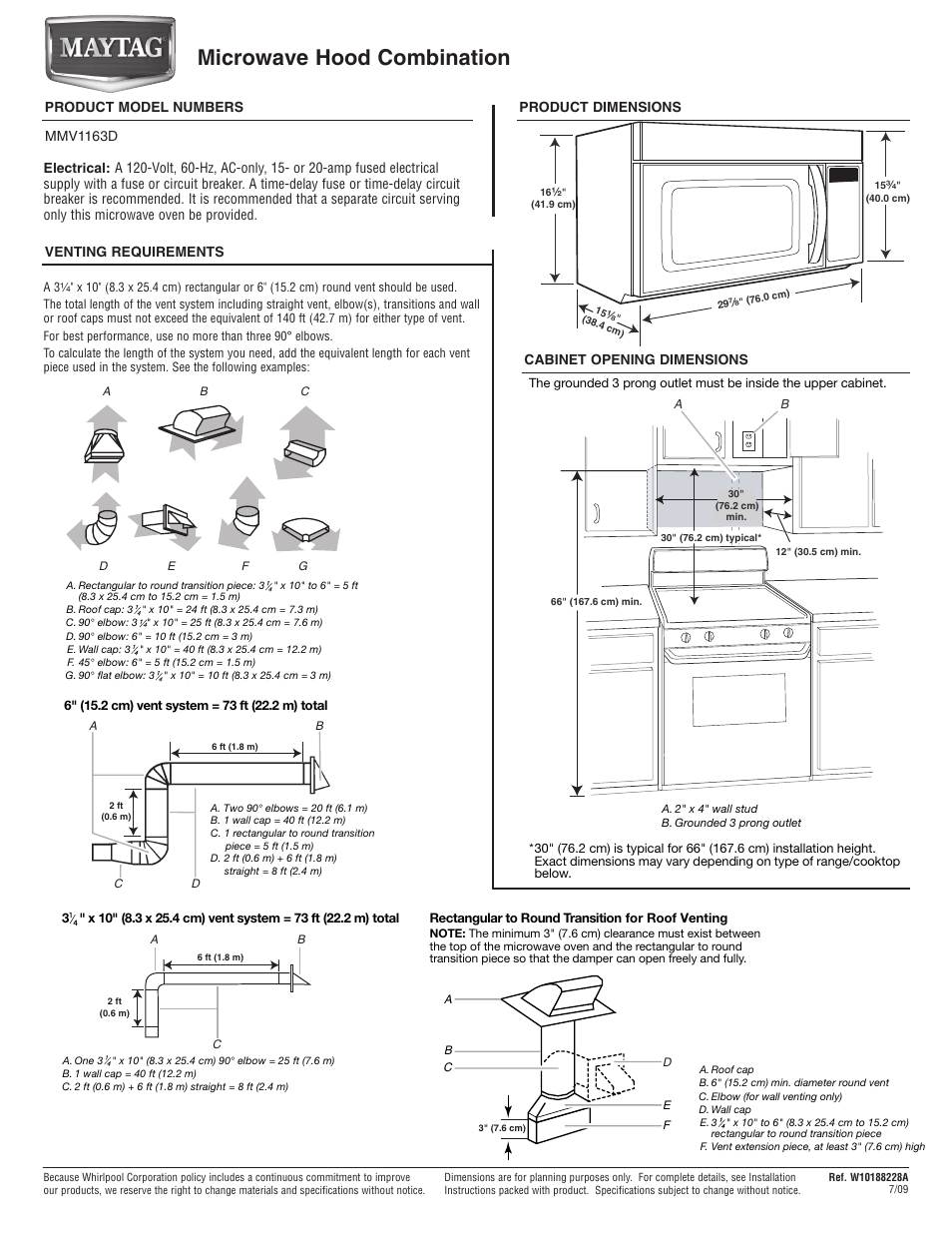 Maytag MMV1163DW Dimension Guide User Manual | 1 page