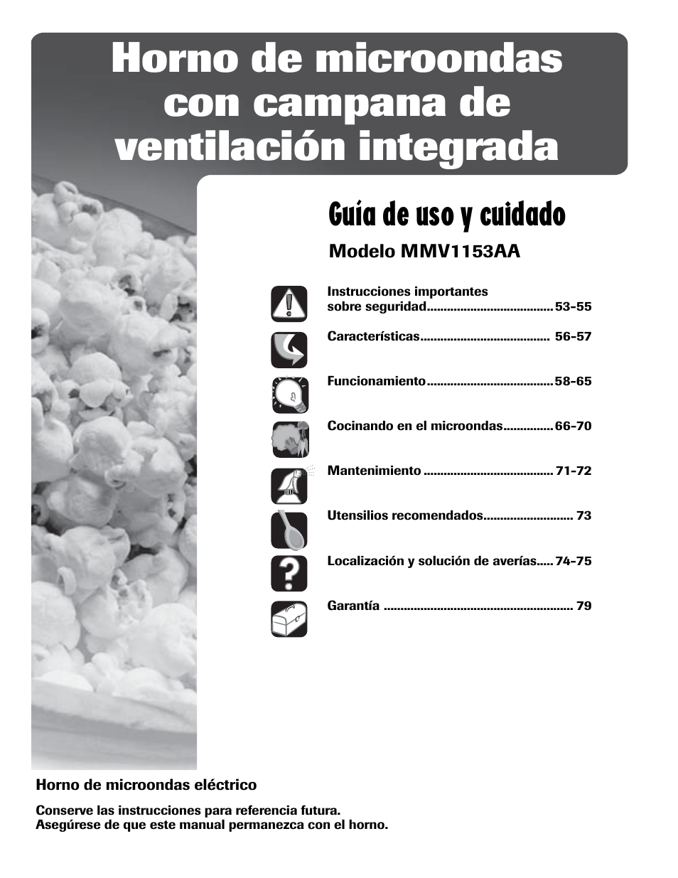 Guía de uso y cuidado | Maytag MMV1153AAW User Manual | Page 53 / 80