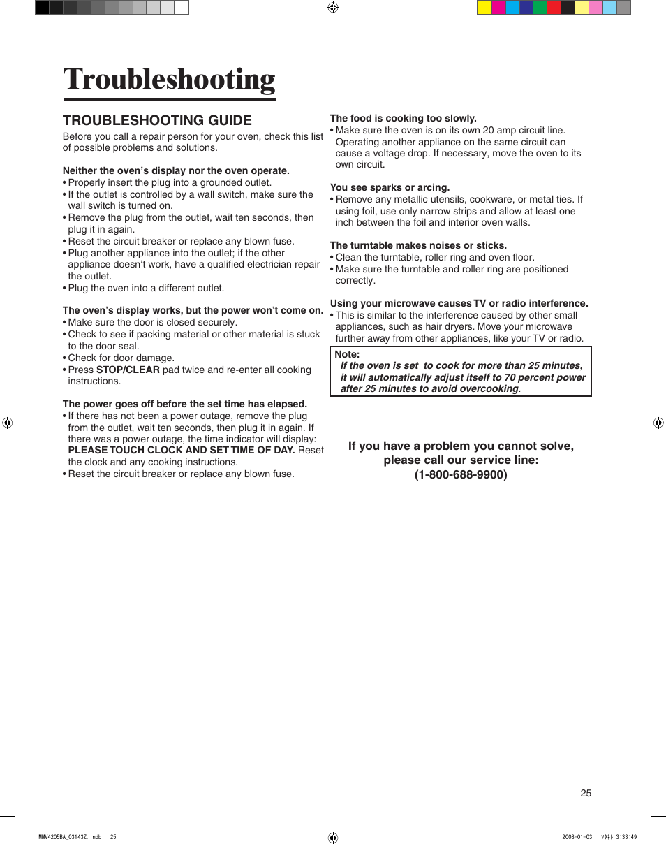 Troubleshooting, Troubleshooting guide | Maytag MMV4205BAS User Manual | Page 25 / 84