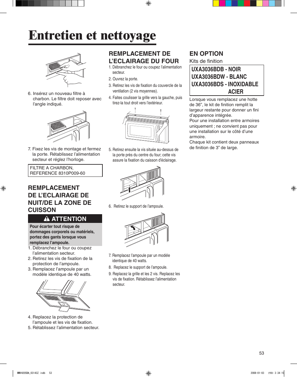 Entretien et nettoyage, Remplacement de l’eclairage du four, En option | Maytag MMV4205BAS User Manual | Page 53 / 84