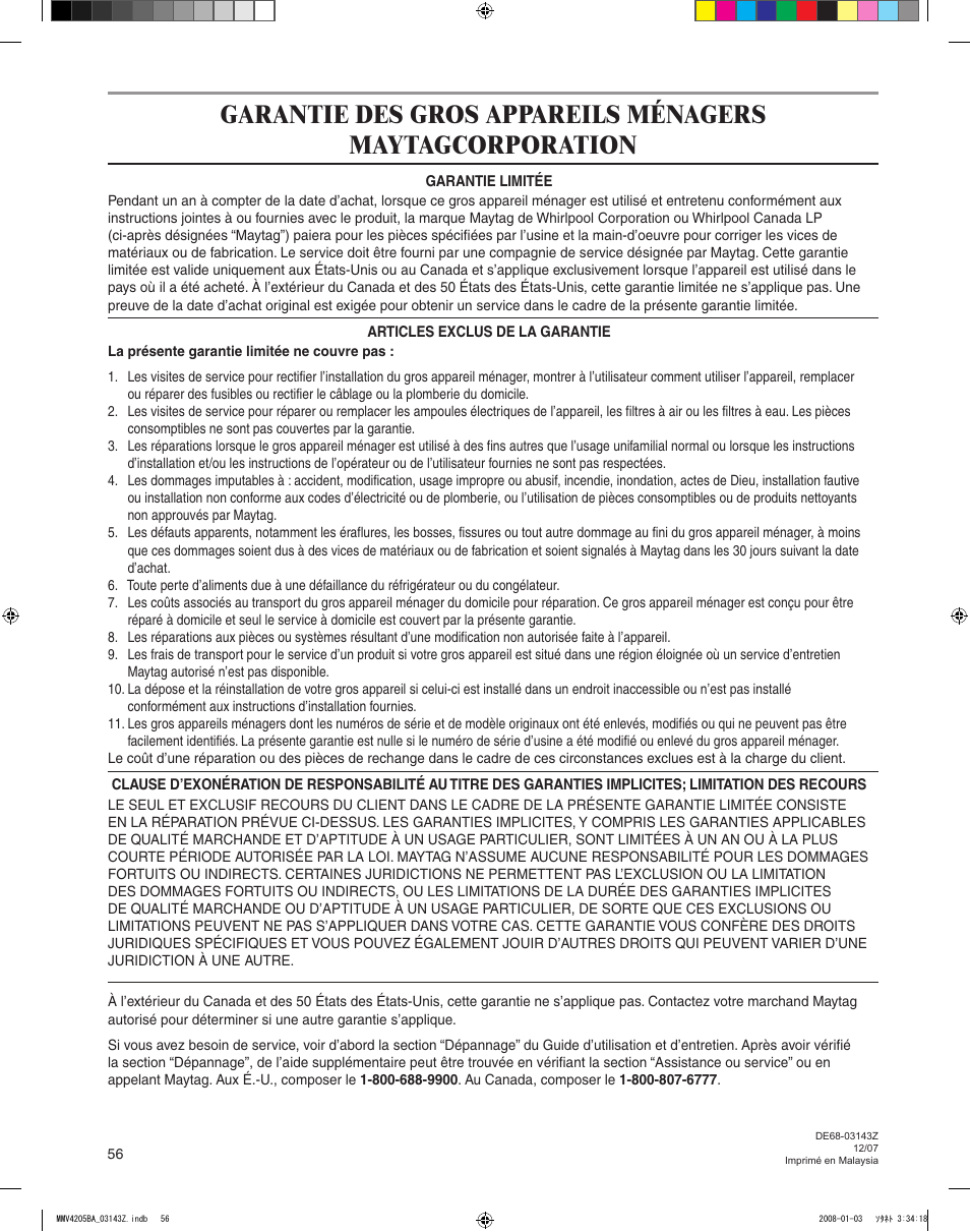 Maytag MMV4205BAS User Manual | Page 56 / 84