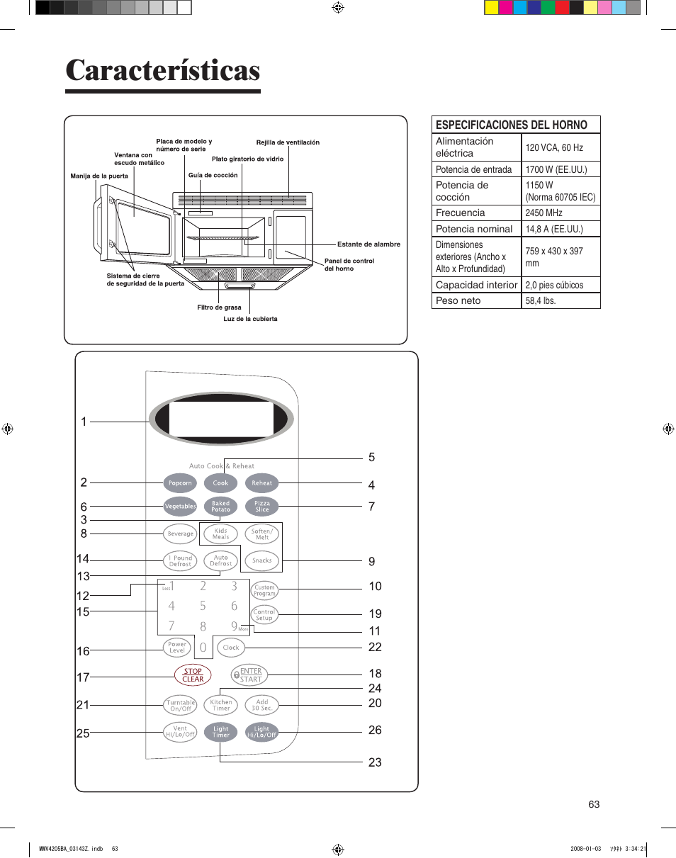 Características | Maytag MMV4205BAS User Manual | Page 63 / 84