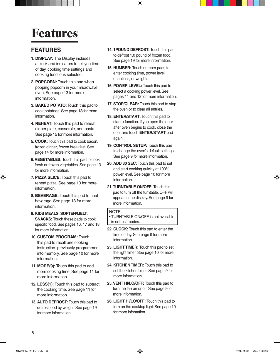 Features | Maytag MMV4205BAS User Manual | Page 8 / 84