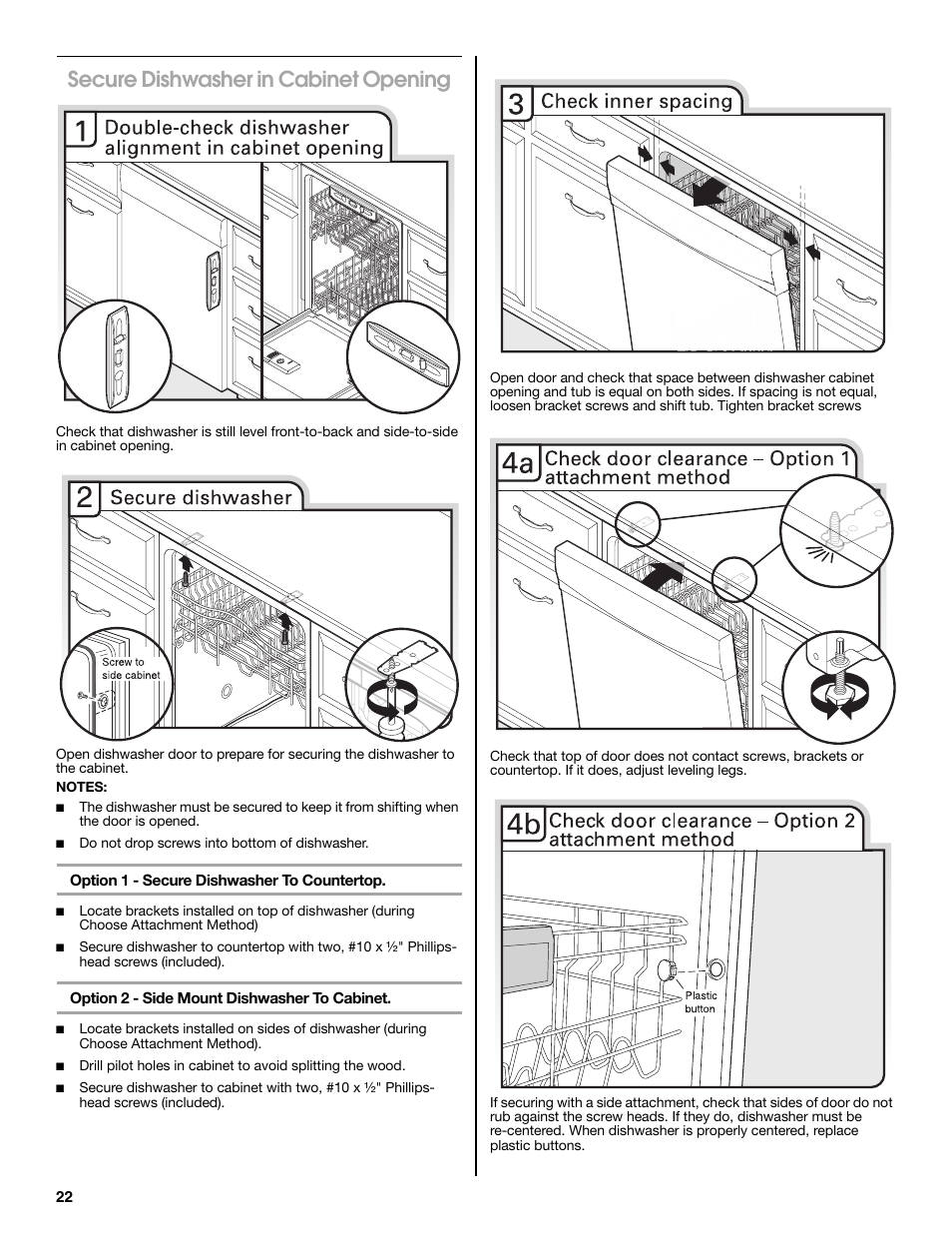 Secure dishwasher in cabinet opening | Maytag MDB8979SEZ User Manual | Page 22 / 76