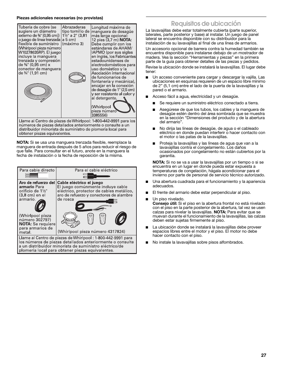 Requisitos de ubicación | Maytag MDB8979SEZ User Manual | Page 27 / 76