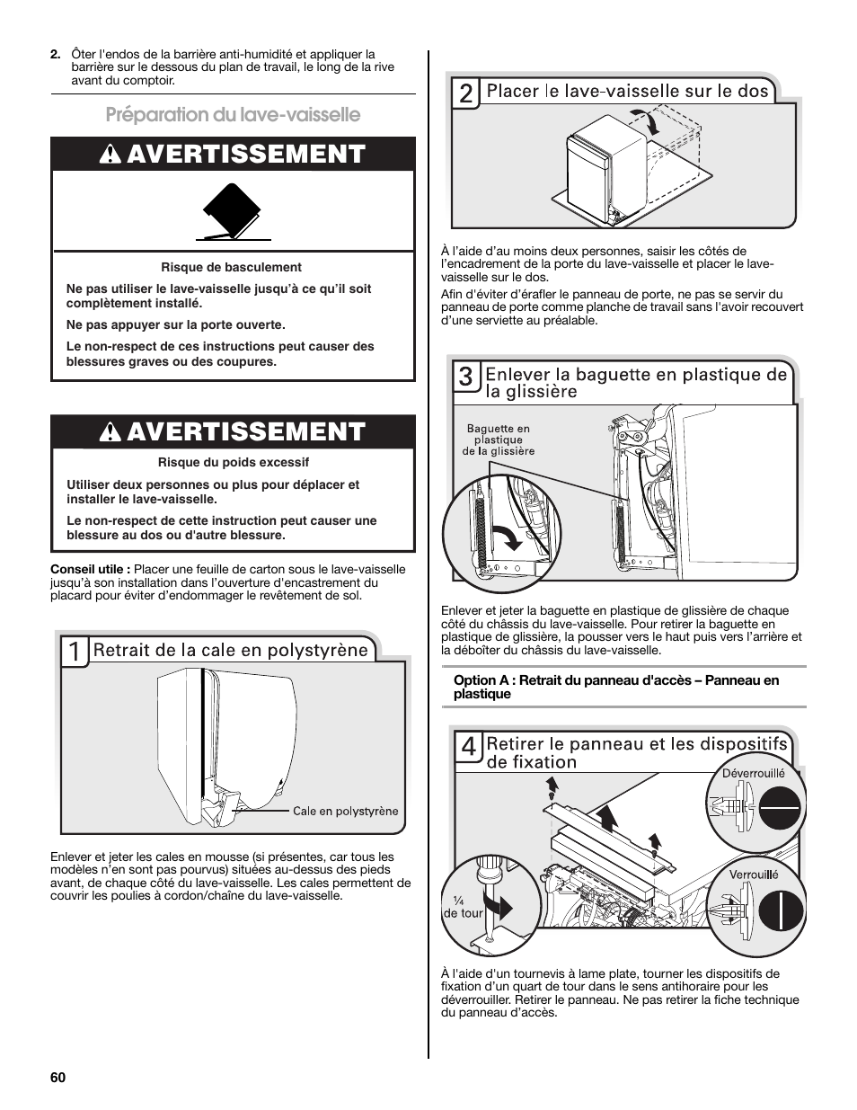 Avertissement, Préparation du lave-vaisselle | Maytag MDB8979SEZ User Manual | Page 60 / 76