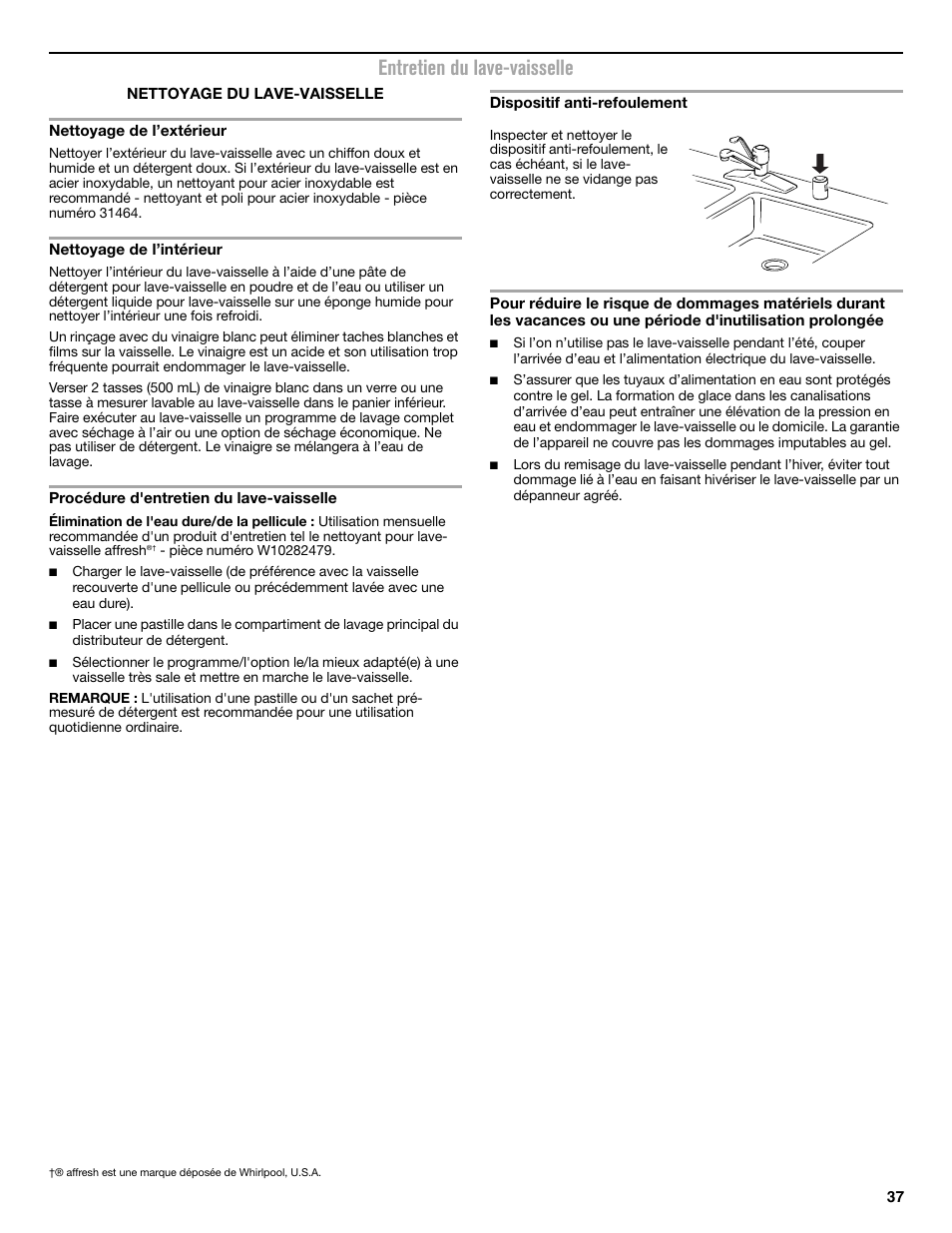 Entretien du lave-vaisselle | Maytag MDB8969SDM User Manual | Page 37 / 42
