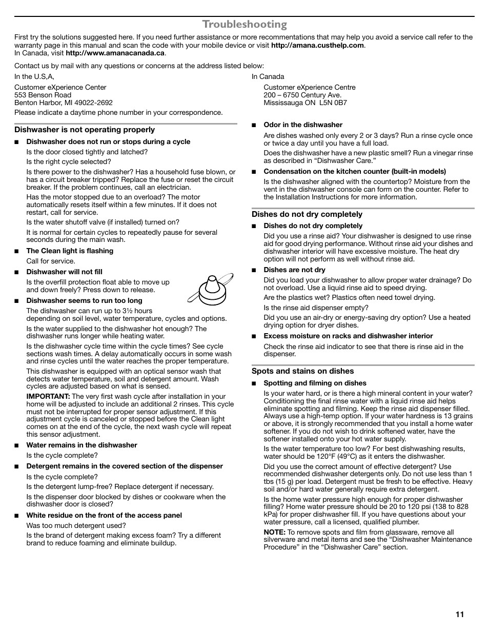 Troubleshooting | Maytag ADB1700ADB User Manual | Page 11 / 42