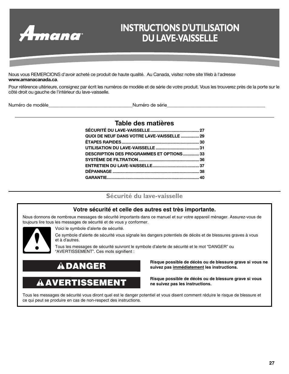Maytag ADB1700ADB User Manual | Page 27 / 42