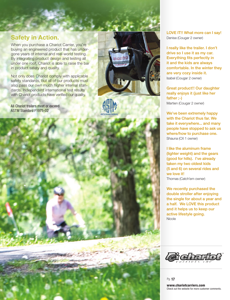 Safety in action | Chariot Carriers Chariot 2008 User Manual | Page 17 / 40
