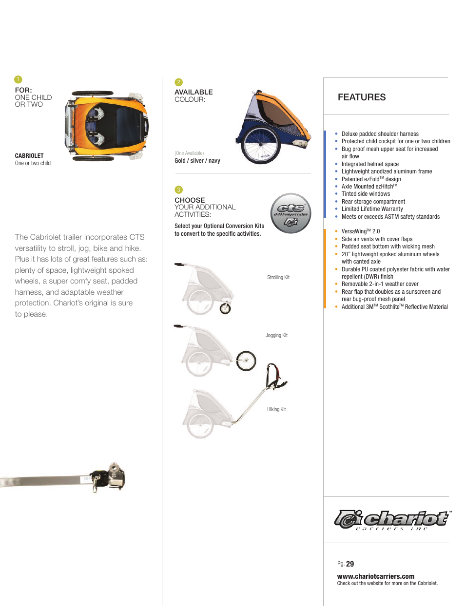 Features | Chariot Carriers Chariot 2008 User Manual | Page 29 / 40