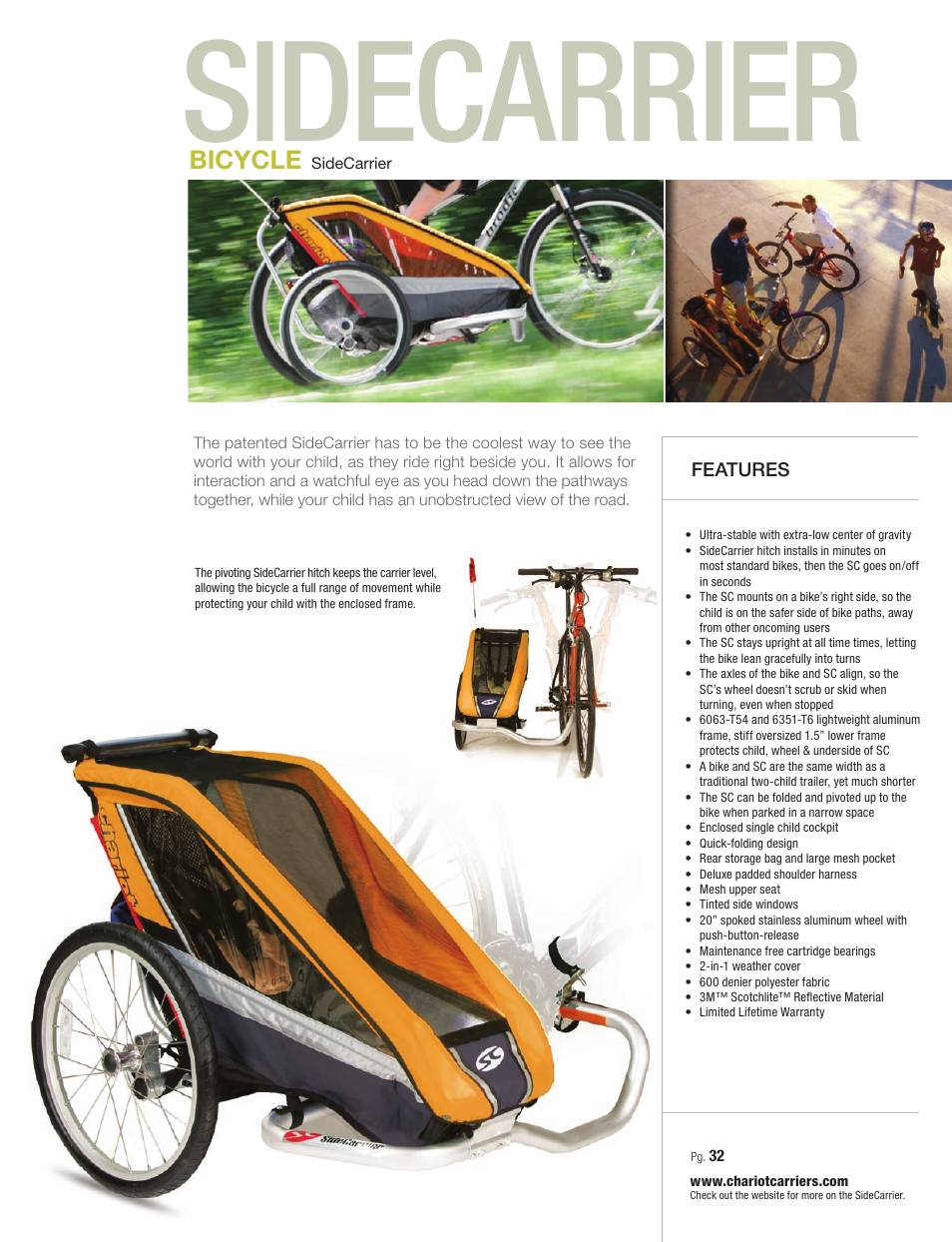 Sidecarrier, Bicycle | Chariot Carriers Chariot 2008 User Manual | Page 32 / 40