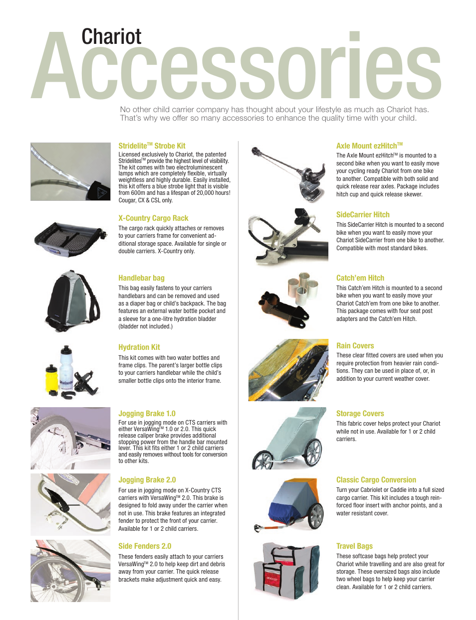 Accessories, Chariot | Chariot Carriers Chariot 2008 User Manual | Page 36 / 40
