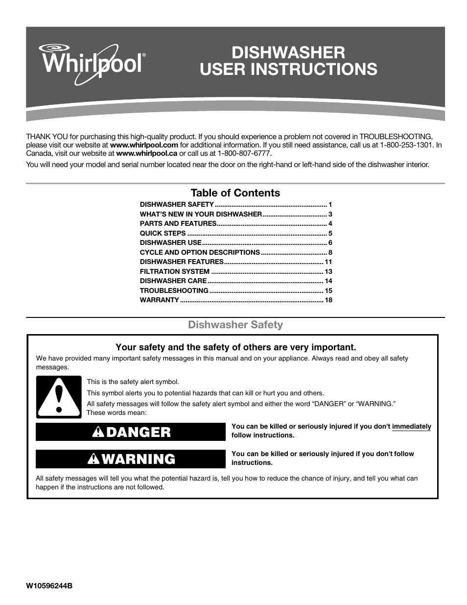 Whirlpool W10596244B User Manual | 56 pages