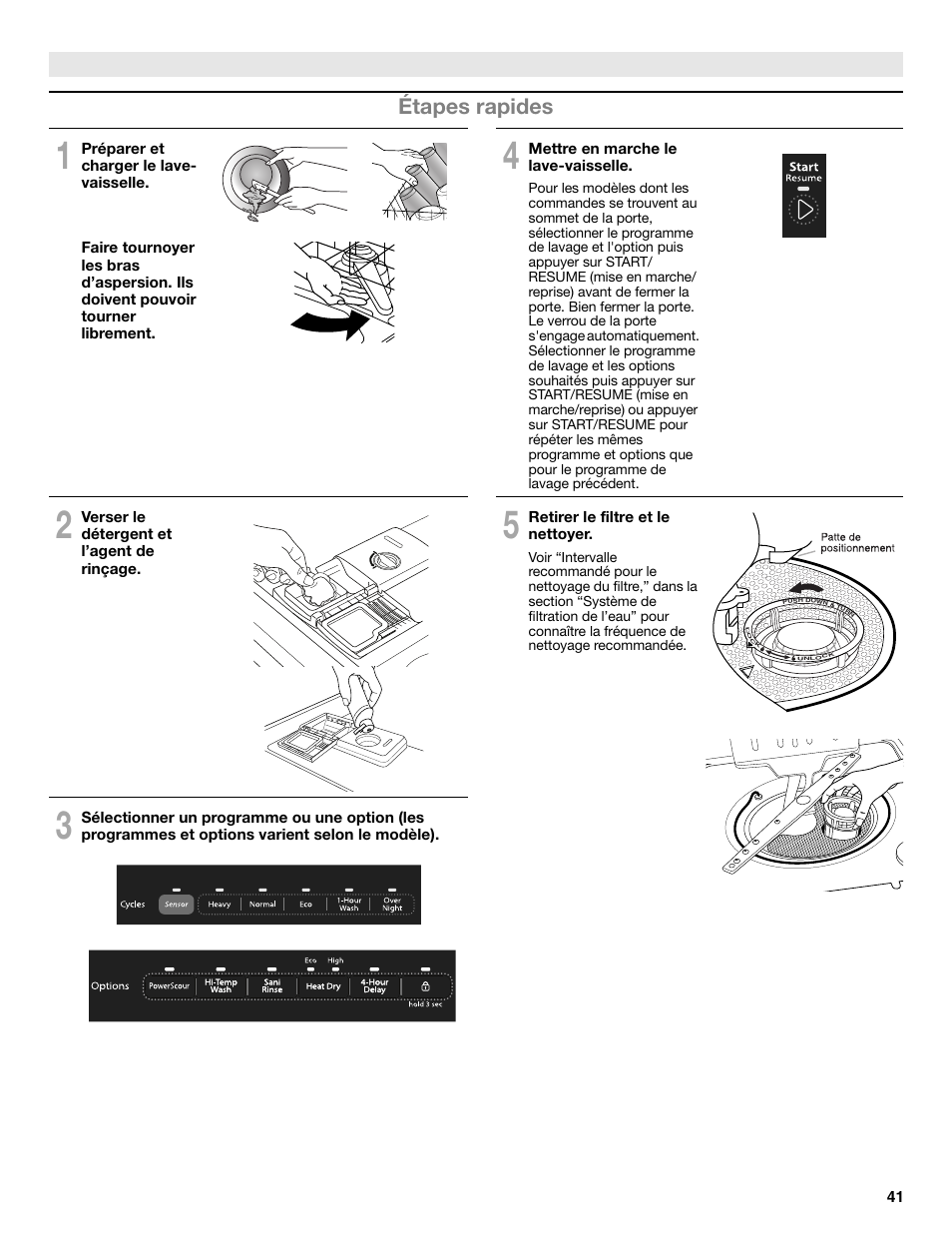 Étapes rapides | Whirlpool W10596244B User Manual | Page 41 / 56