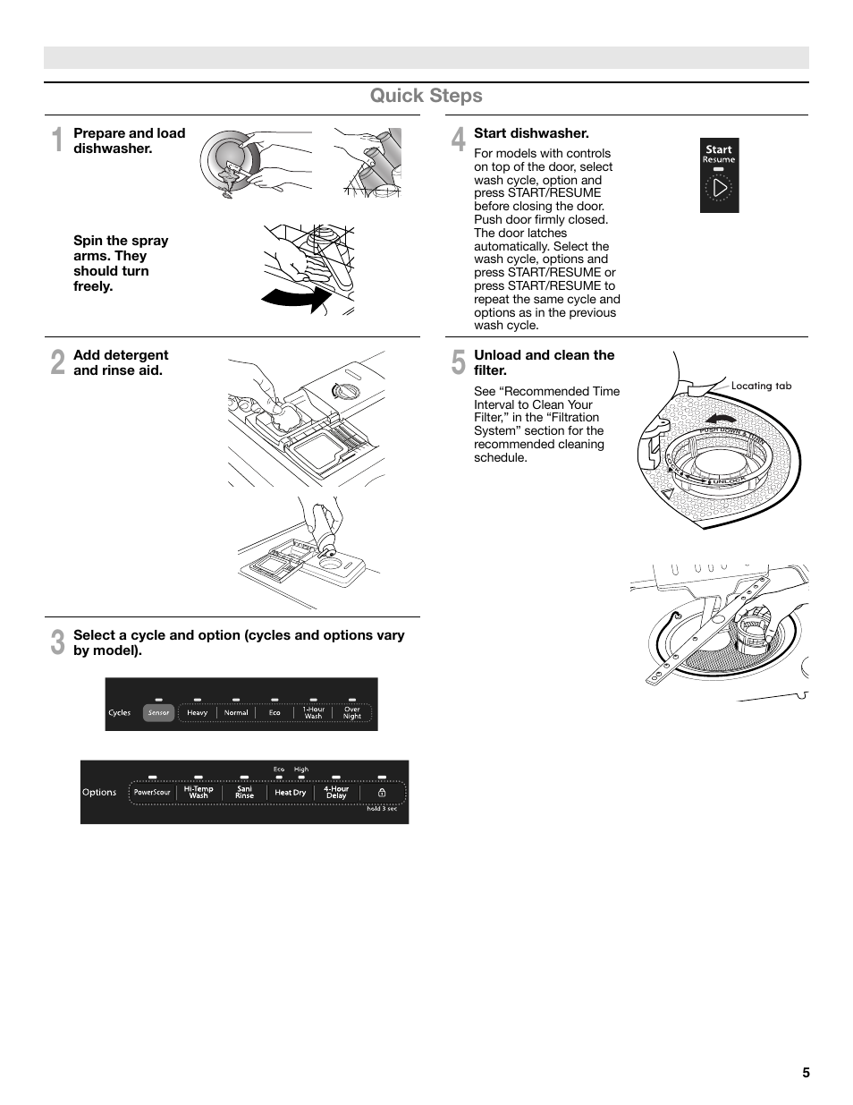 Quick steps | Whirlpool W10596244B User Manual | Page 5 / 56