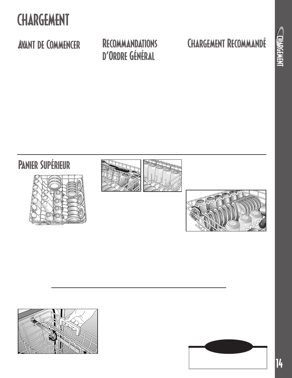 Chargement, Panier supérieur, Avant de commencer | Recommandations d’ordre général, Chargement recommandé, Char ge ment | Maytag MDB6100AWB User Manual | Page 15 / 36