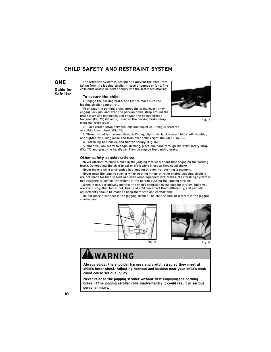 Warning, Child safety and restraint system | Chariot Carriers Cavalier User Manual | Page 11 / 21