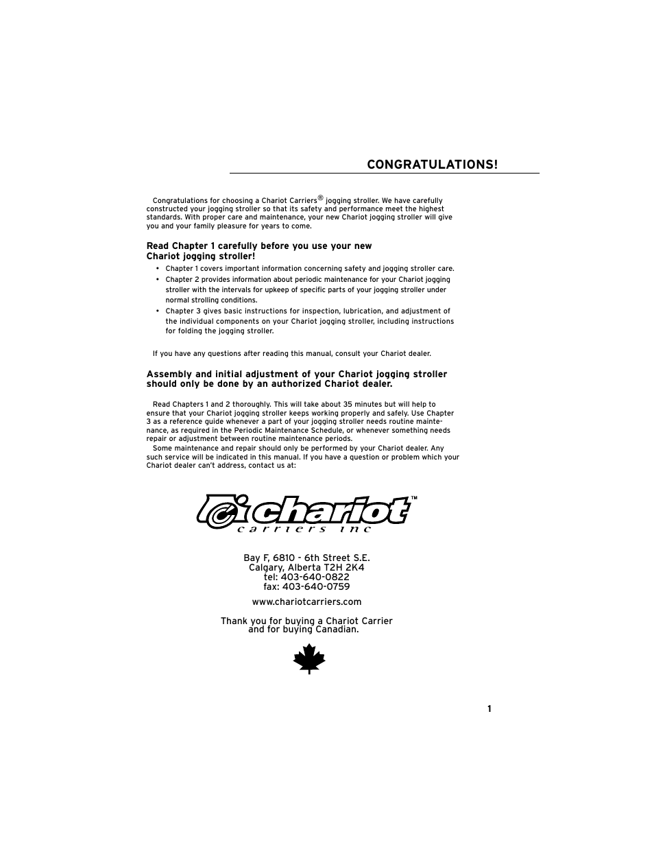Chariot Carriers Cavalier User Manual | Page 2 / 21
