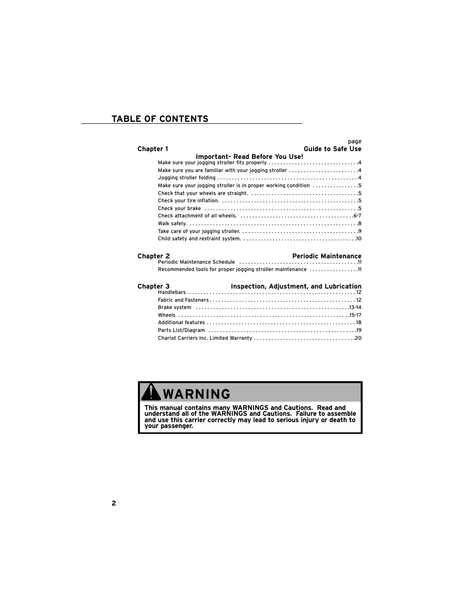 Chariot Carriers Cavalier User Manual | Page 3 / 21