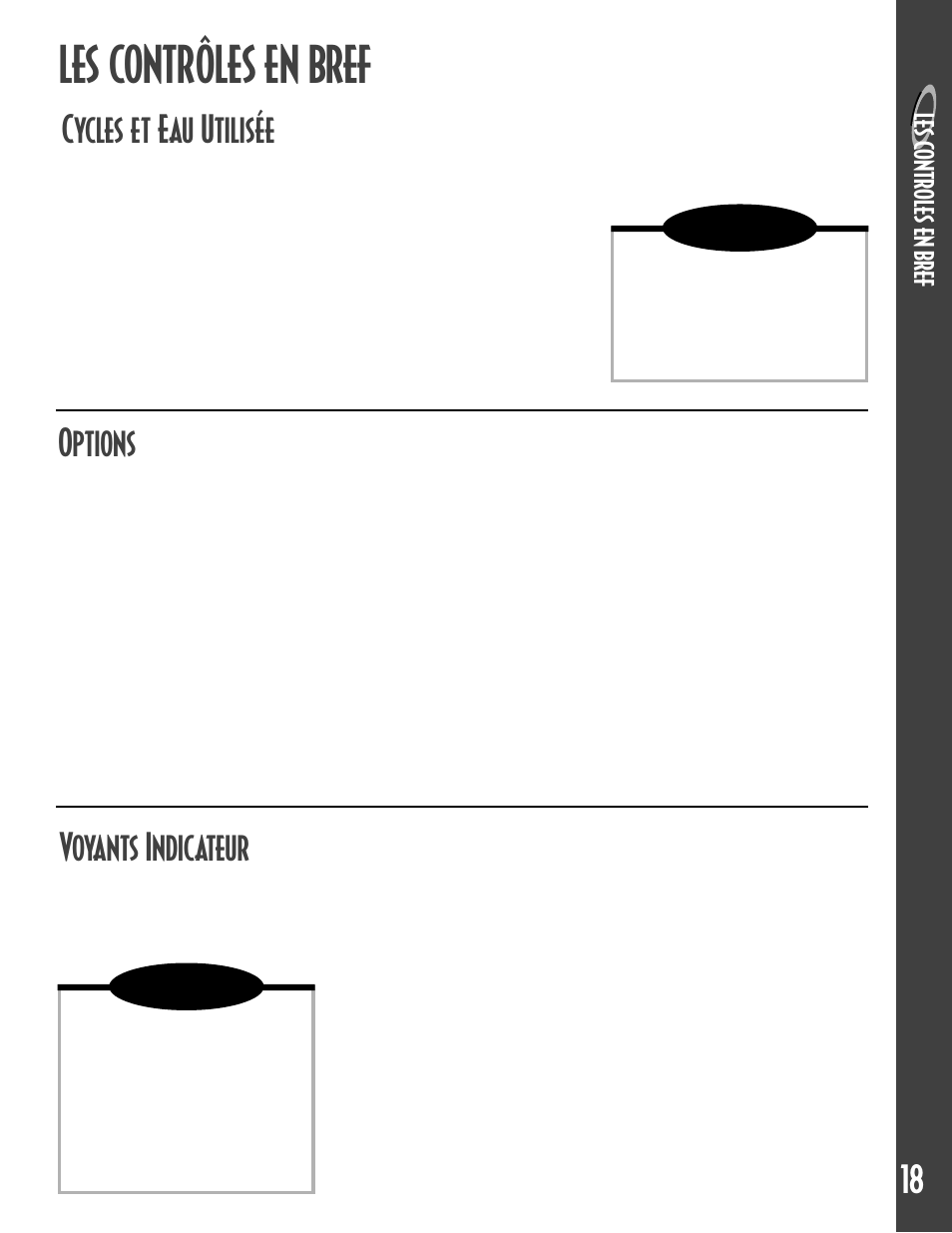 Les contrôles en bref, Cycles et eau utilisée, Options | Voyants indicateur, Le s c ontr ol es en br ef | Maytag MDB6657AWB User Manual | Page 19 / 36