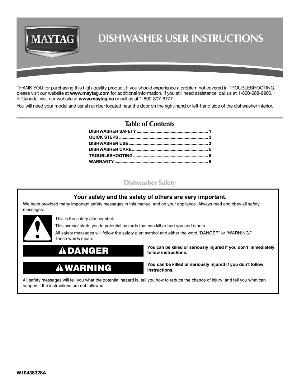 Maytag MDBS469PAS User Manual | 26 pages
