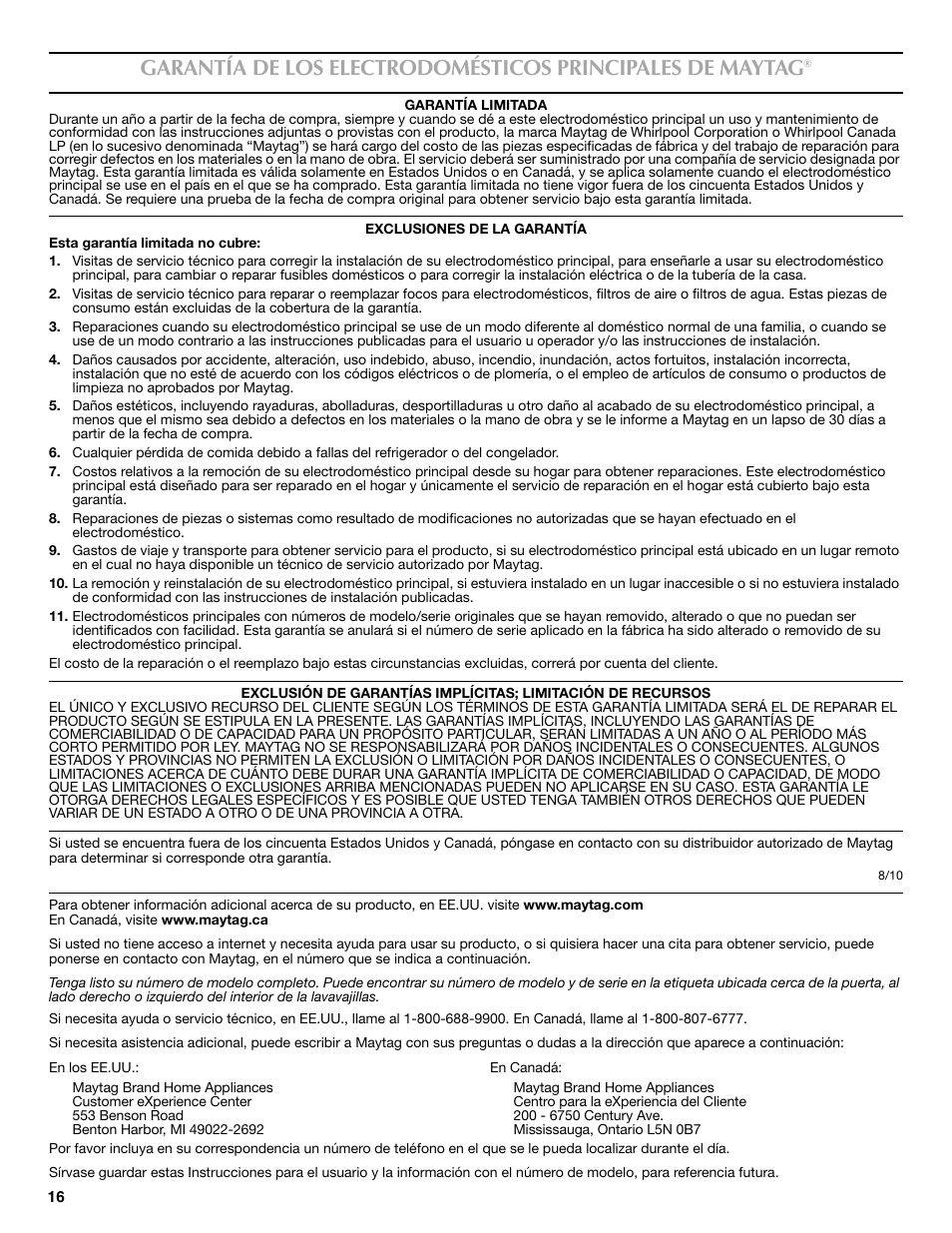 Maytag MDBS469PAS User Manual | Page 16 / 26